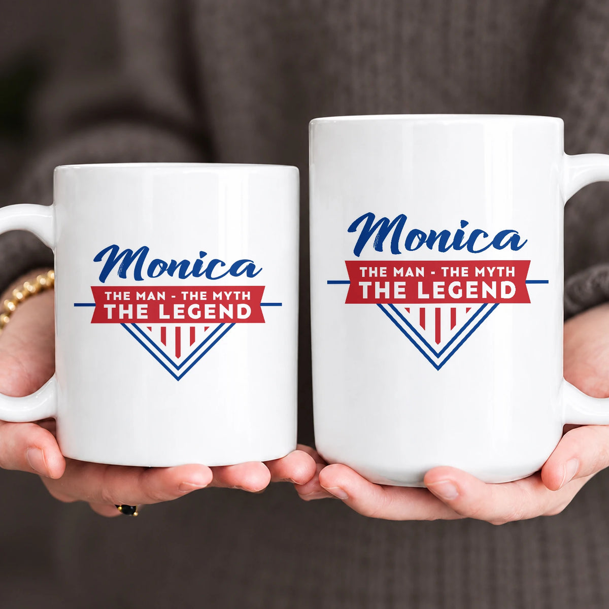 The Man The Myth The Legend Red And Blue Logo Mug MONICA 13K1 MG34
