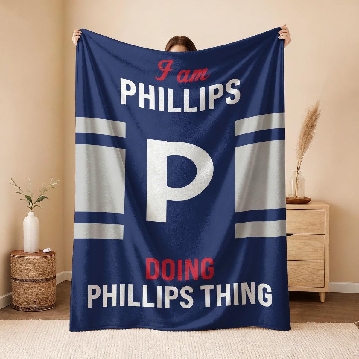 I'm Name Doing Name Things Navy Fleece Blanket PHILLIPS 13K1 BK51
