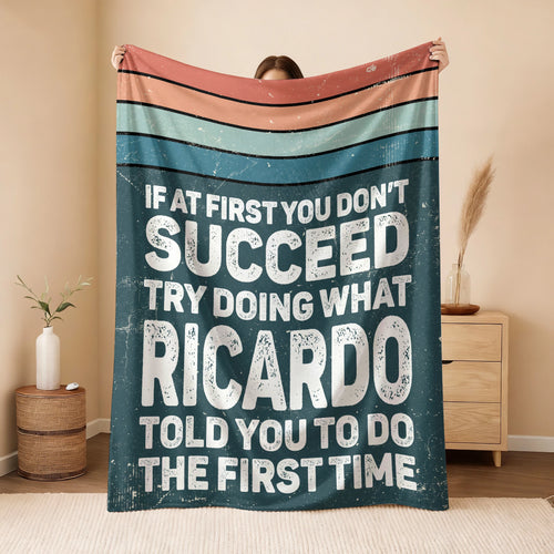 If At First You Don’t Succeed Retro Green Fleece Blanket RICARDO 13K1 BK29
