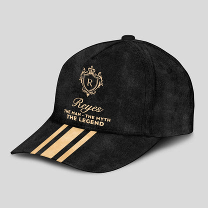 The Man The Myth The Legend Golden Stripes Black Cap REYES 13K1 C136PF