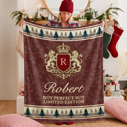 Not Perfect But Limited Edition Burgundy Pine Tree Fleece Blanket ROBERT 13K1 BK41