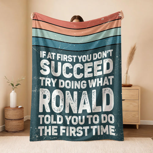 If At First You Don’t Succeed Retro Green Fleece Blanket RONALD 13K1 BK29