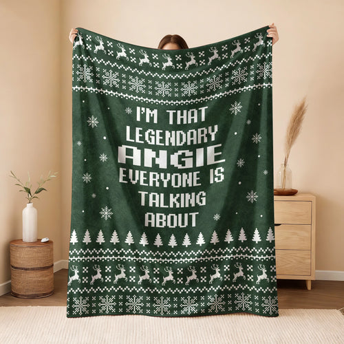 Legendary Your Name Funny Green Christmas Fleece Blanket ANGIE 13K1 BK43