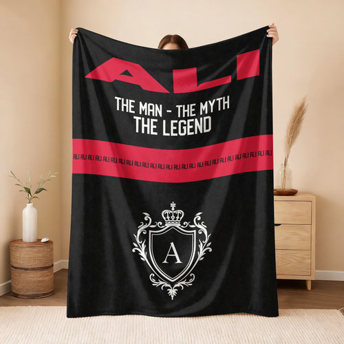 The Man The Myth The Legend Black Red Fleece Blanket ALI 13K1 BK14