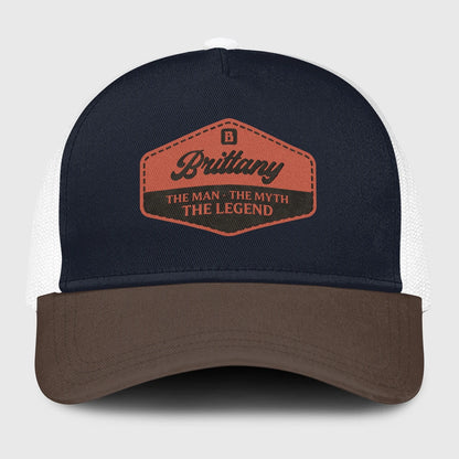 The Man The Myth The Legend Navy And Brown Mesh Cap BRITTANY 13K1 C188PF