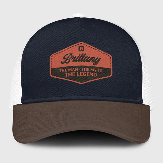 The Man The Myth The Legend Navy And Brown Mesh Cap BRITTANY 13K1 C188PF