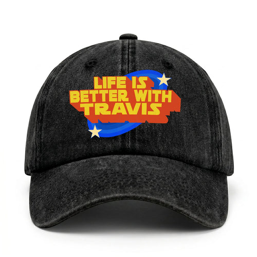 Life Is Better With Your Name Retro Washed Cap TRAVIS 13K1 C62PF