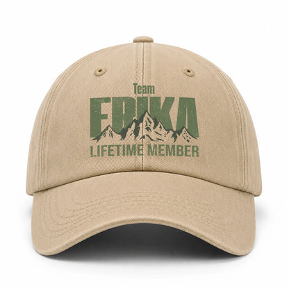 Team Your Name Lifetime Member Mountain Cap ERIKA 13K1 C58PF