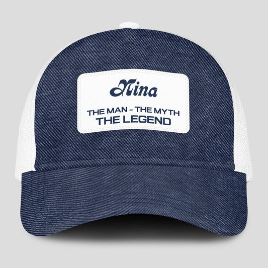 The Man The Myth The Legend Blue Denim Mesh Cap NINA 13K1 C194PF