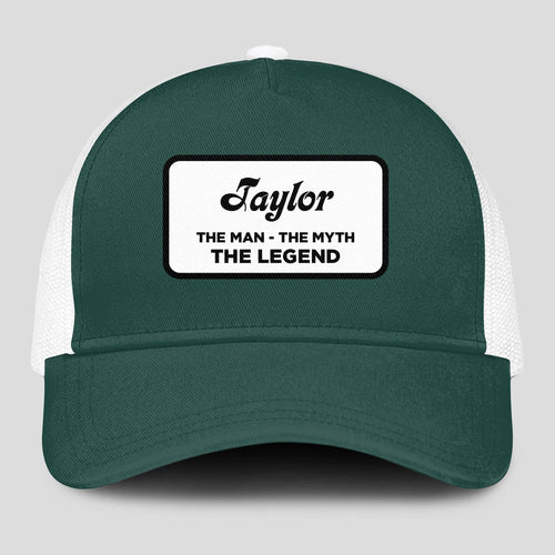 The Man The Myth The Legend Green And White Mesh Cap TAYLOR 13K1 C198PF