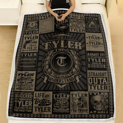 TYLER Personalized Blanket | Custom Name Cozy Throw Gift 13K1-BK3