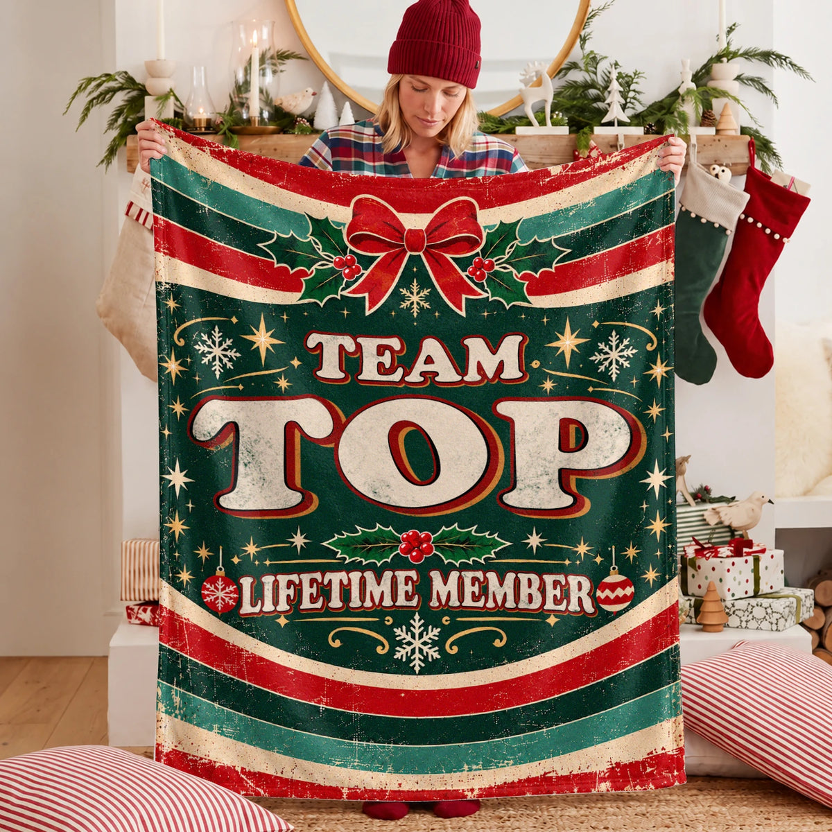 Team Your Name Lifetime Member Christmas Fleece Blanket TOP 13K1 BK52