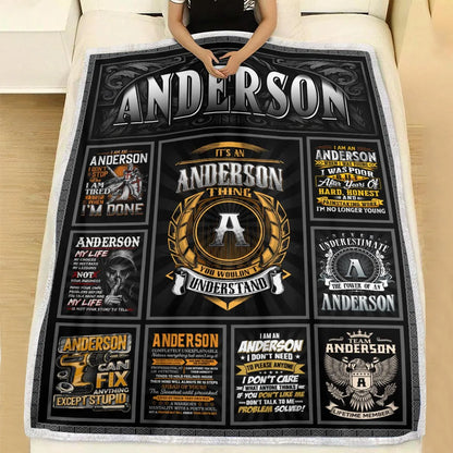 ANDERSON Personalized Blanket | Custom Name Cozy Throw Gift 13K1-BK2