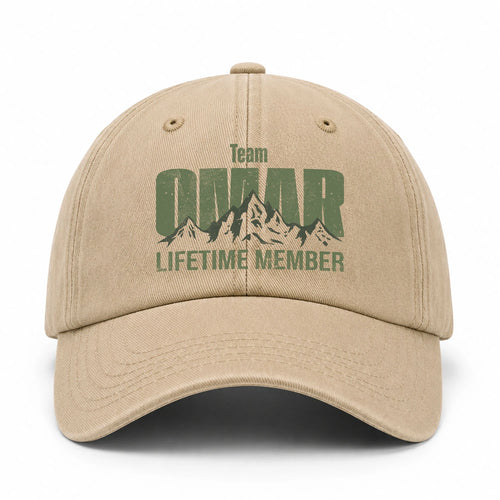 Team Your Name Lifetime Member Mountain Cap OMAR 13K1 C58PF