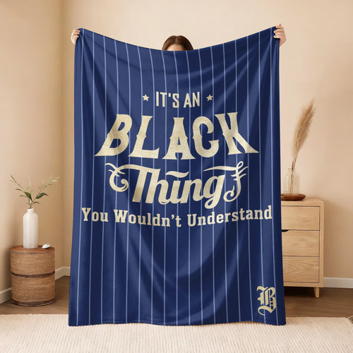 Your Name Thing Striped Blue Fleece Blanket BLACK 13K1 BK23