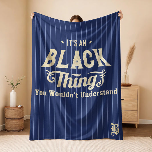 Your Name Thing Striped Blue Fleece Blanket BLACK 13K1 BK23