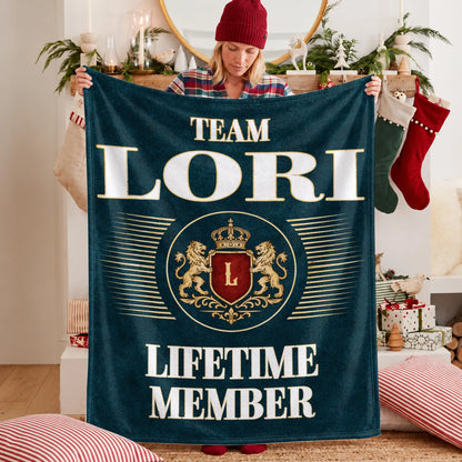 Team Your Name Lifetime Member Sage Green Fleece Blanket LORI 13K1 BK42