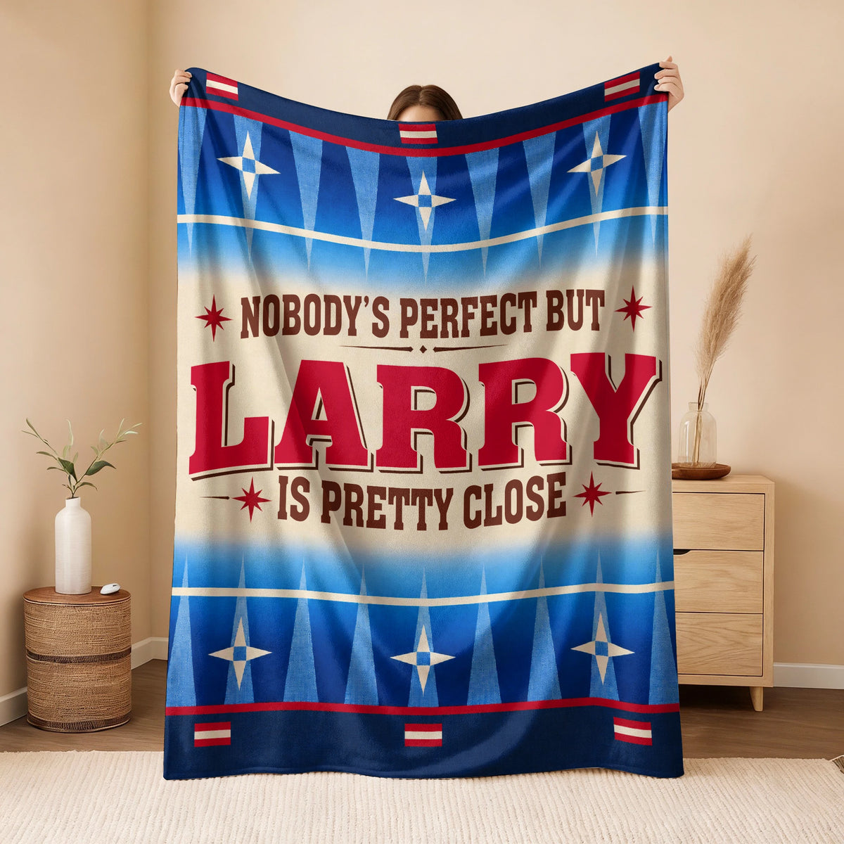 Nobody's Perfect But Your Name Is Close Native American Fleece Blanket LARRY 13K1 BK57