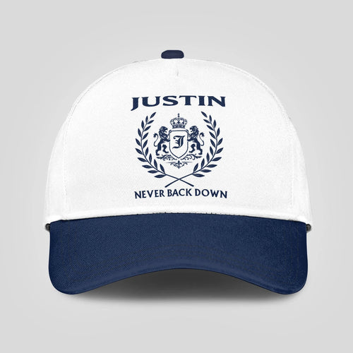 Never Back Down Blue And White Cap JUSTIN 13K1 C59PF