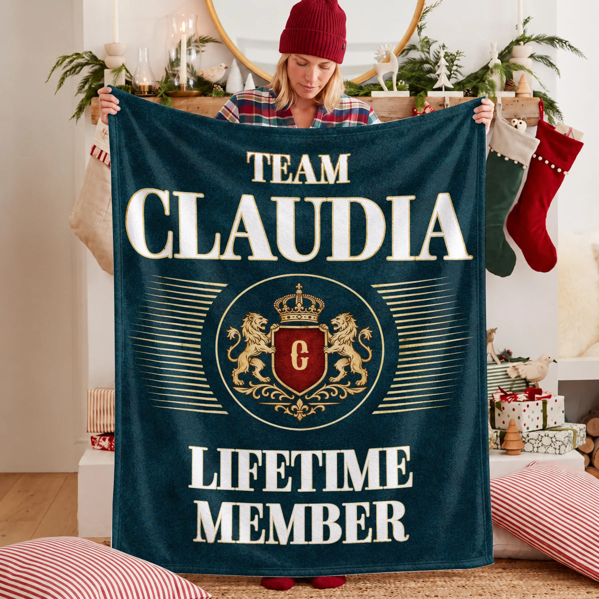 Team Your Name Lifetime Member Sage Green Fleece Blanket CLAUDIA 13K1 BK42