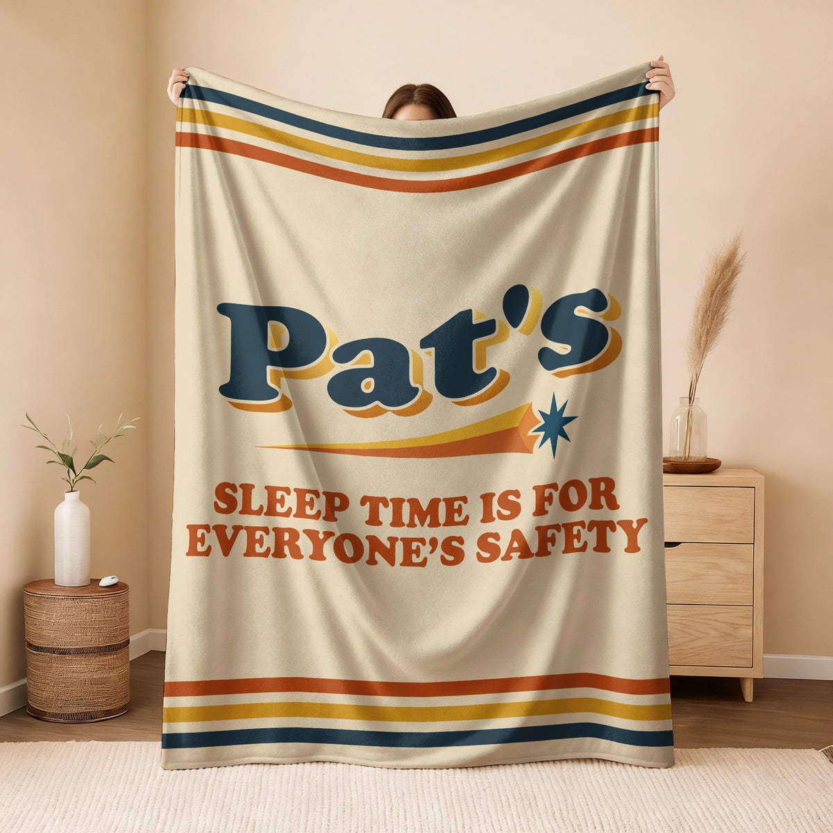 Your Name's Sleep Time Funny Retro Fleece Blanket PAT 13K1 BK67
