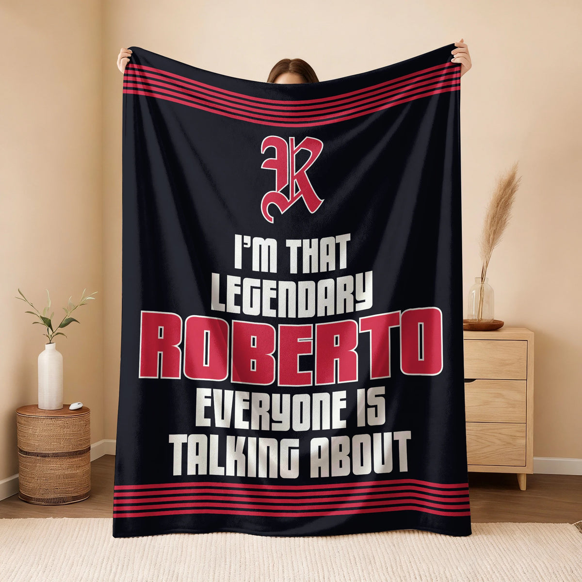 I'm That Legendary Name Dark Red Fleece Blanket ROBERTO 13K1 BK48