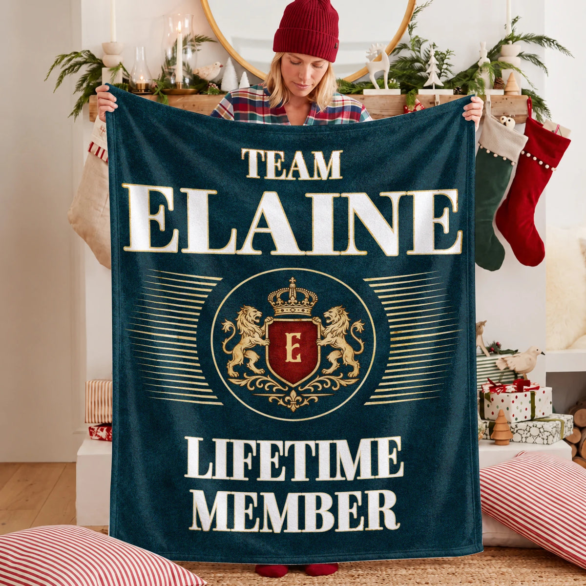 Team Your Name Lifetime Member Sage Green Fleece Blanket ELAINE 13K1 BK42