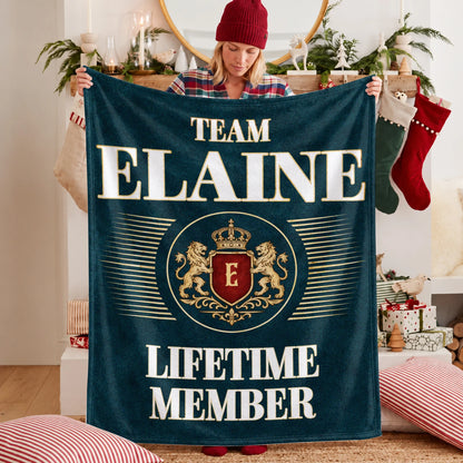 Team Your Name Lifetime Member Sage Green Fleece Blanket ELAINE 13K1 BK42