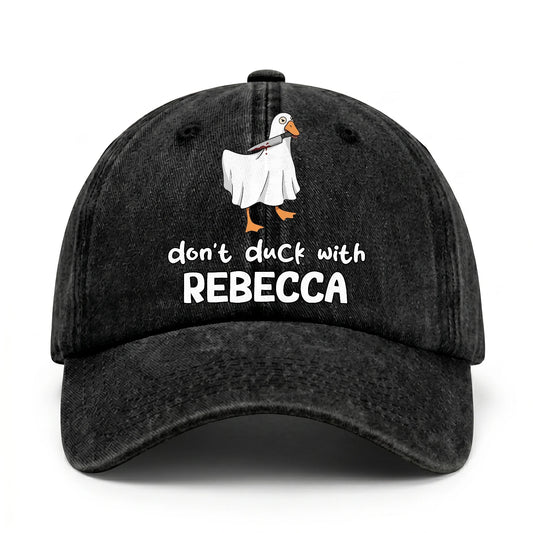 Don't Duck With Your Name Funny Washed Cap REBECCA 13K1 C129PF