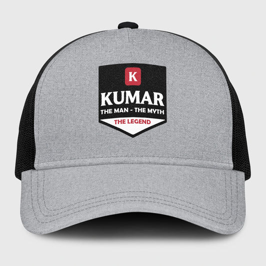 The Man The Myth The Legend Gray Mesh Cap KUMAR 13K1 C189PF