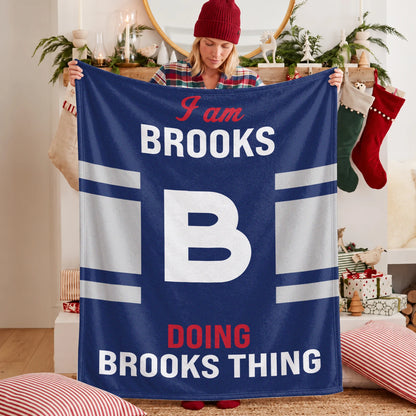 I'm Name Doing Name Things Navy Fleece Blanket BROOKS 13K1 BK51