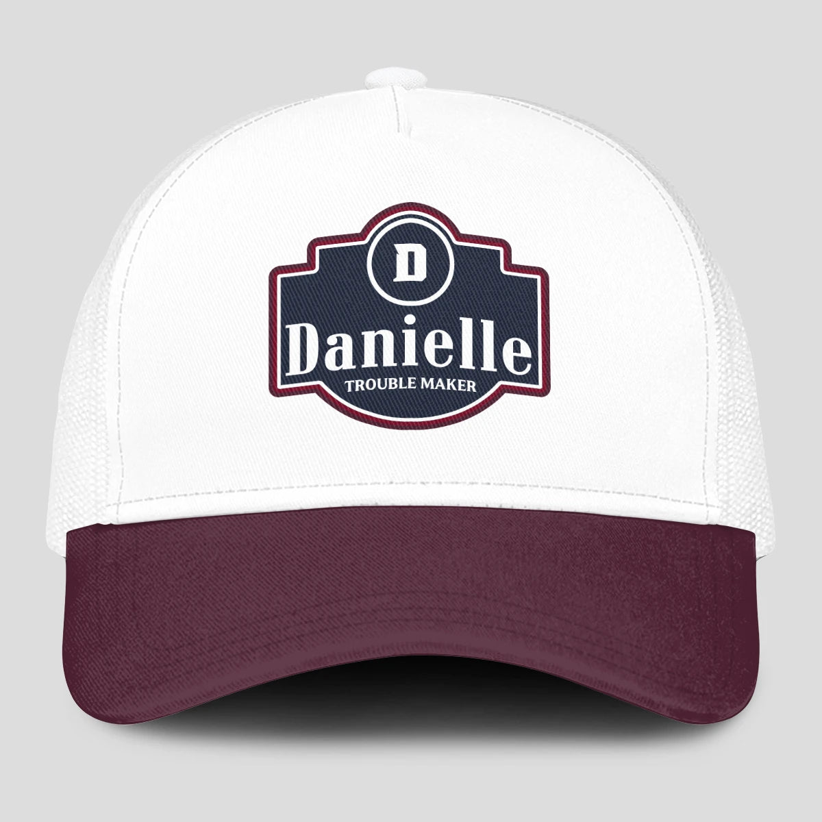 Trouble Maker Burgundy And White Funny Mesh Cap DANIELLE 13K1 C201PF