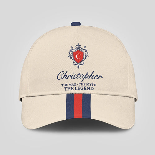 The Man The Myth The Legend Blue And Red Striped Cap CHRISTOPHER 13K1 C117PF