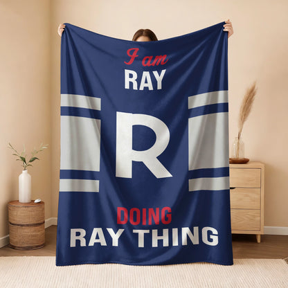 I'm Name Doing Name Things Navy Fleece Blanket RAY 13K1 BK51
