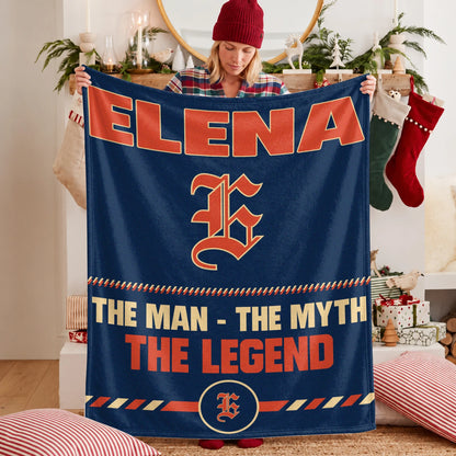 The Man The Myth The Legend Retro Fleece Blanket ELENA 13K1 BK53