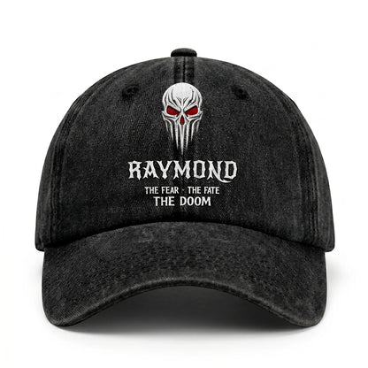 Your Name The Fear The Fate The Doom Skull Washed Cap RAYMOND 13K1 C98PF