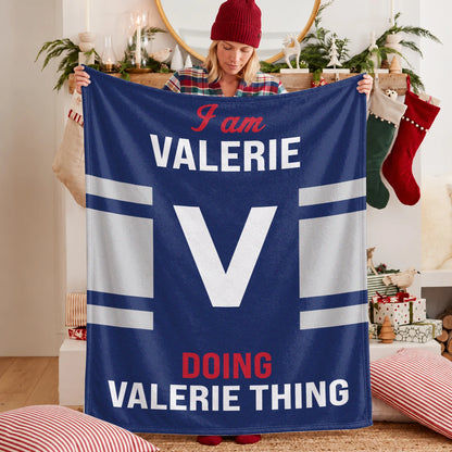 I'm Name Doing Name Things Navy Fleece Blanket VALERIE 13K1 BK51