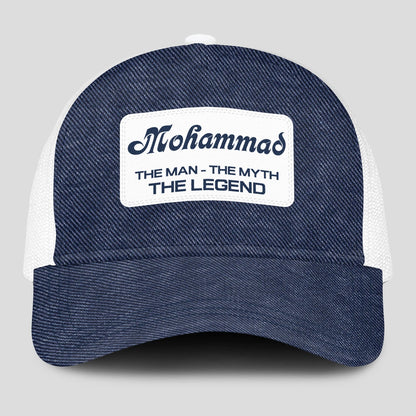 The Man The Myth The Legend Blue Denim Mesh Cap MOHAMMAD 13K1 C194PF