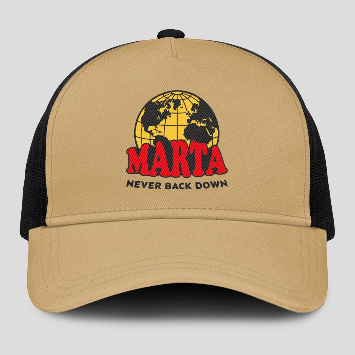 Never Back Down World Logo Khaki Mesh Cap MARTA 13K1 C212PF