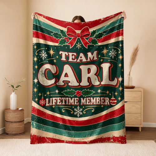 Team Your Name Lifetime Member Christmas Fleece Blanket CARL 13K1 BK52