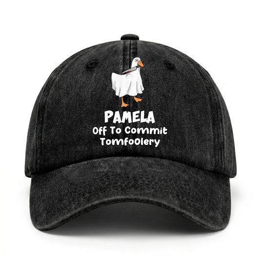 Off To Commit Tomfoolery Funny Goose Washed Cap PAMELA 13K1 C131PF