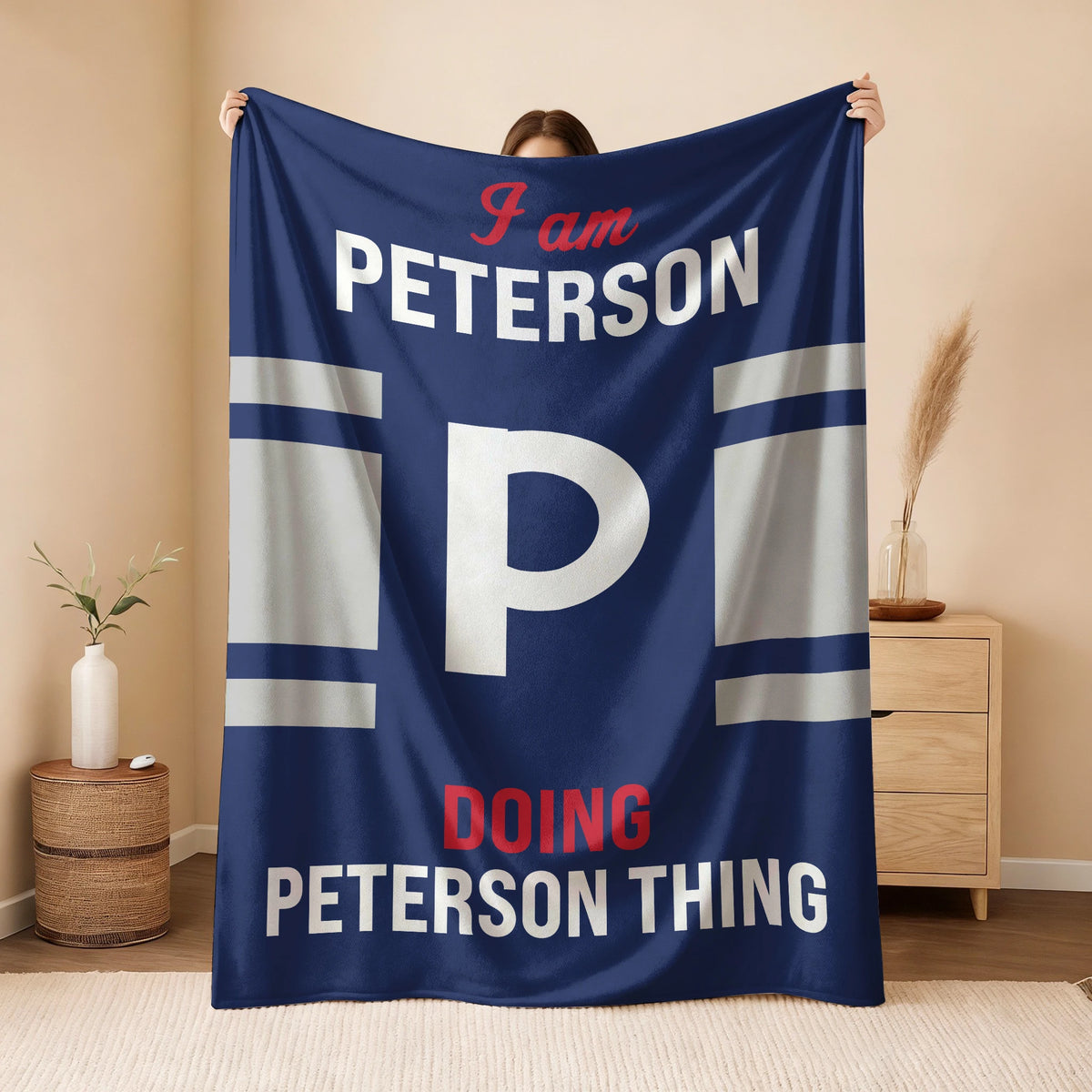 I'm Name Doing Name Things Navy Fleece Blanket PETERSON 13K1 BK51