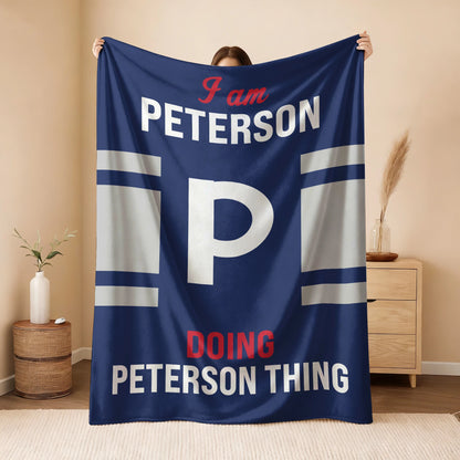 I'm Name Doing Name Things Navy Fleece Blanket PETERSON 13K1 BK51