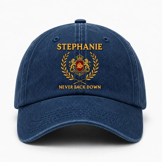 Never Back Down Royal Blue Denim Cap STEPHANIE 13K1 C60PF