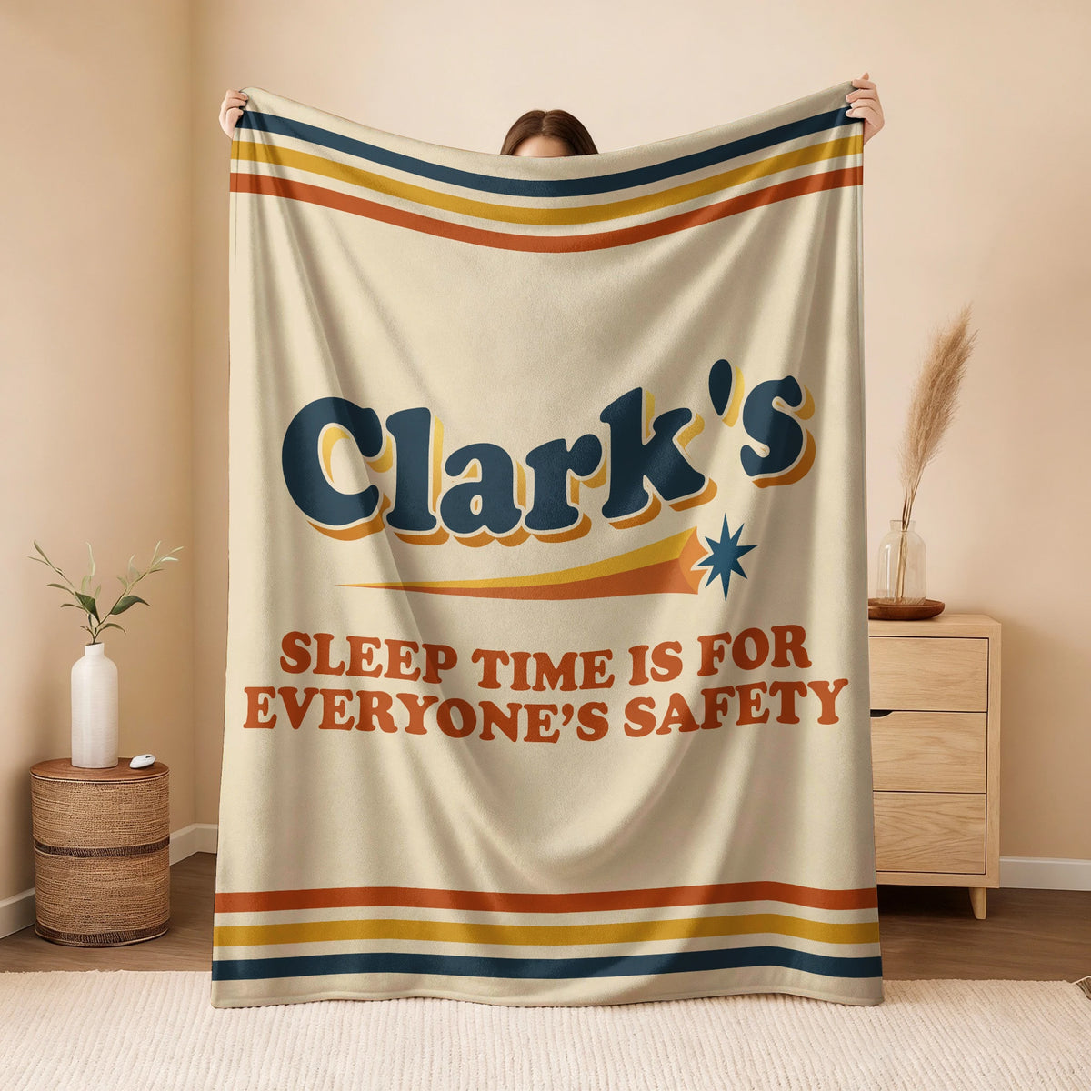Your Name's Sleep Time Funny Retro Fleece Blanket CLARK 13K1 BK67