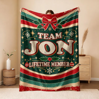 Team Your Name Lifetime Member Christmas Fleece Blanket JON 13K1 BK52