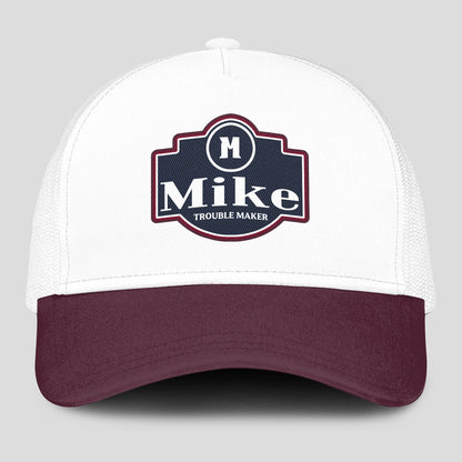 Trouble Maker Burgundy And White Funny Mesh Cap MIKE 13K1 C201PF
