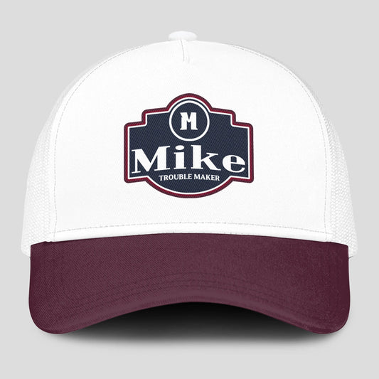 Trouble Maker Burgundy And White Funny Mesh Cap MIKE 13K1 C201PF