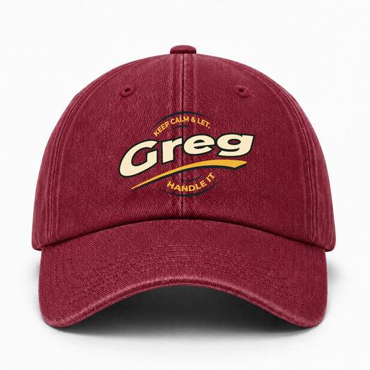 Keep Calm & Let Your Name Handle It Burgundy Washed Cap GREG 13K1 C105PF