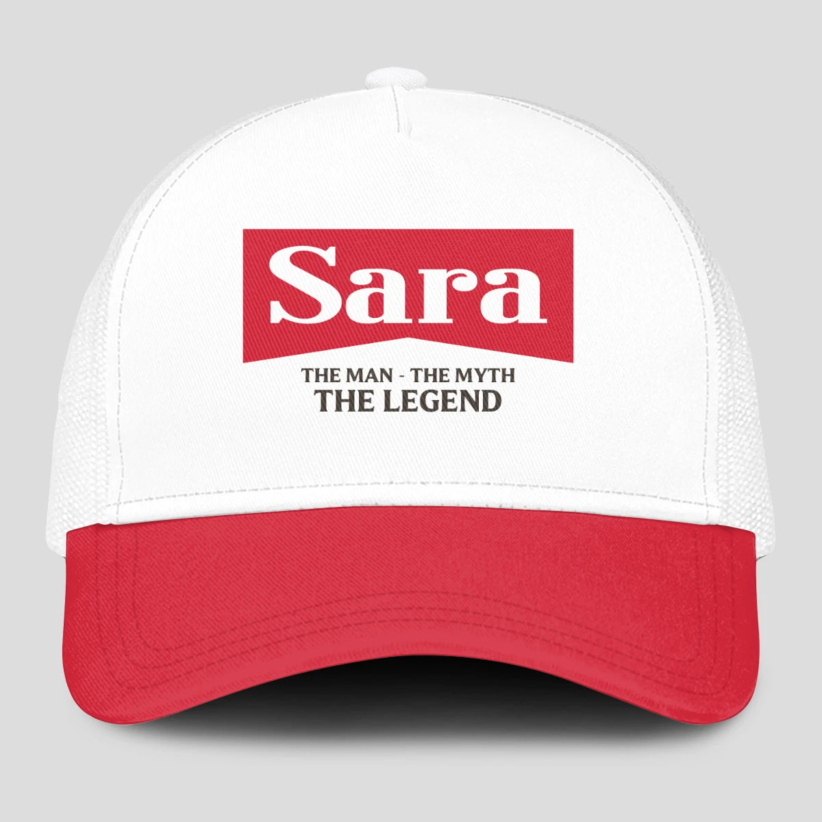 The Man The Myth The Legend Red And White Mesh Cap SARA 13K1 C197PF